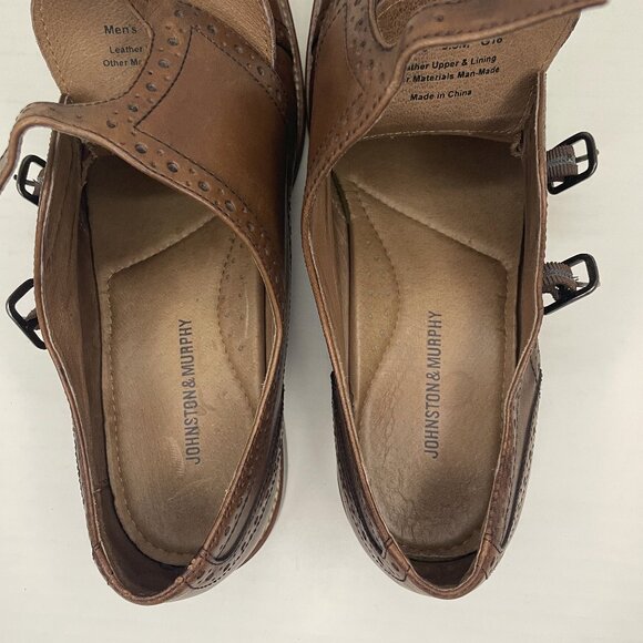 Johnston & Murphy Dress Shoes Men 9.5 M Brown Leather Double Monk Strap Cap Toe - Picture 15 of 15